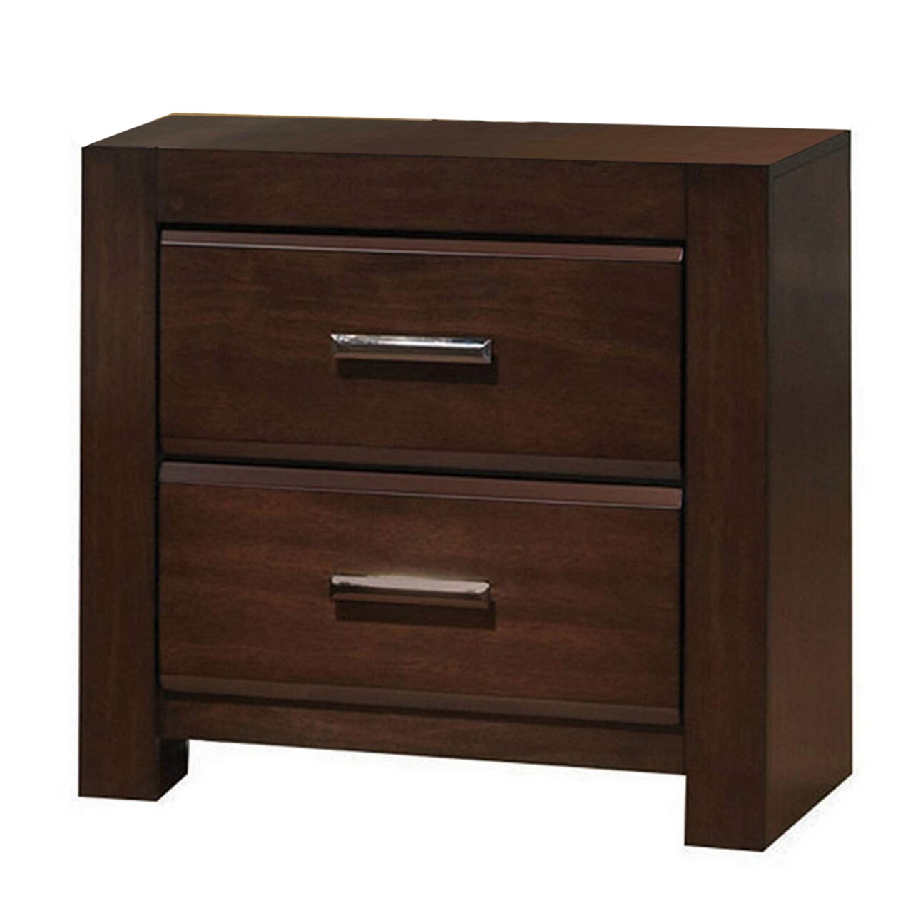 ACME Wooden Two Drawer Nightstand In Walnut Finish- Saltoro Sherpi